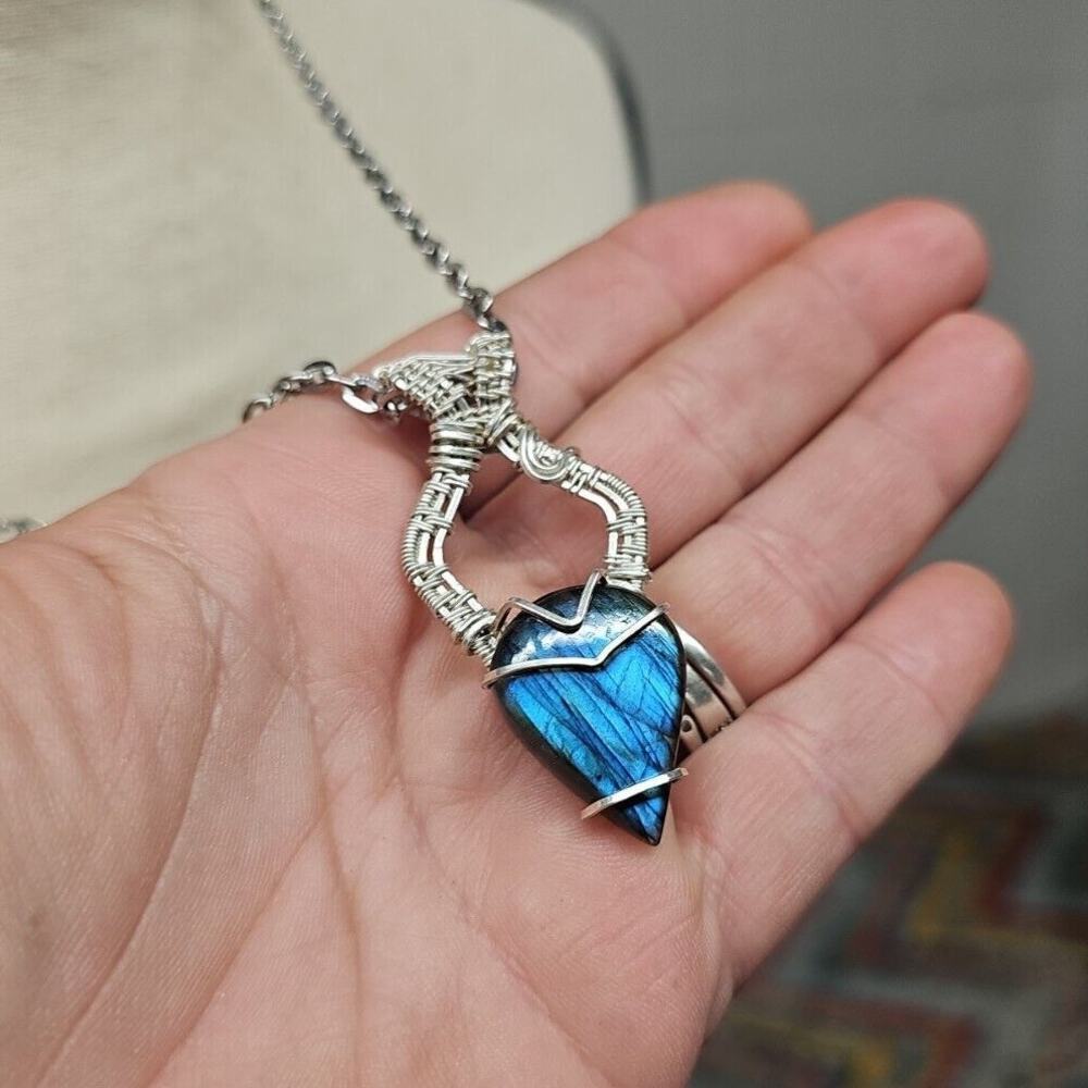 Labradorite Teardrop SS 925 Handmade Necklace‎ Gemstone Healing Whimsygoth